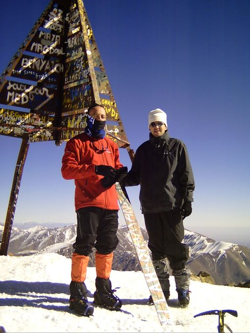 Sergio and José Luis on the summit of Toubkal