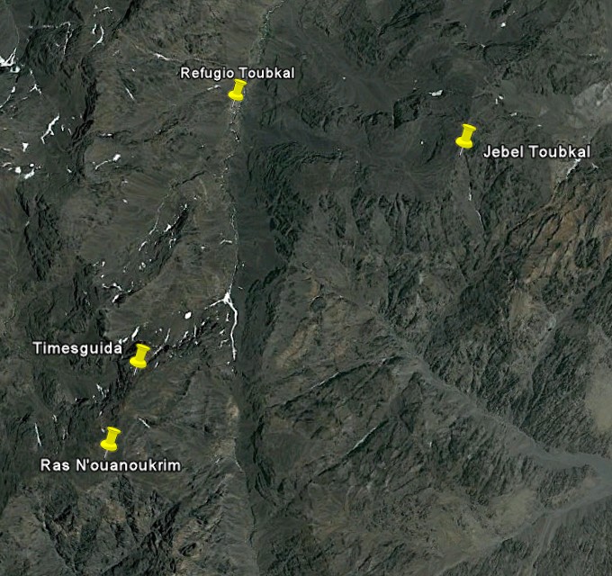 Vista satélite del Parque Nacional del Toubkal