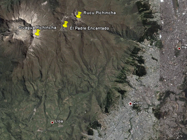 Fotografía de satélite del Rucu Pichincha
