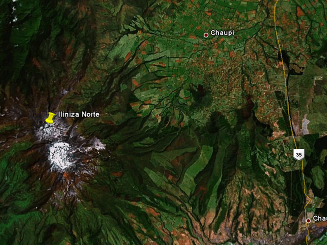 Fotografía de satélite del Iliniza Norte
