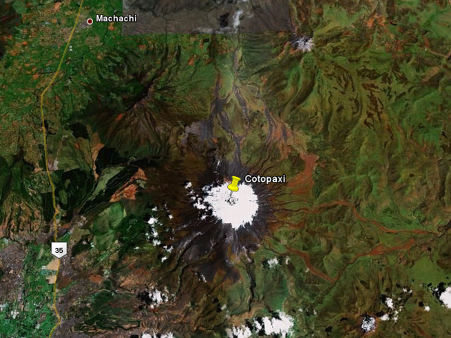 Fotografía de satélite del Cotopaxi