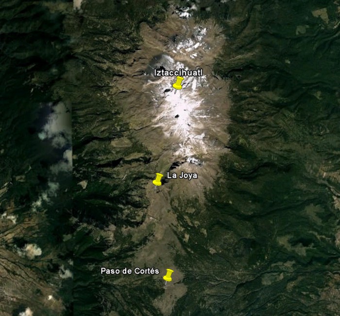 Fotografía de satélite de Iztaccíhuatl