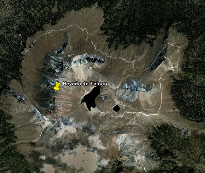 Fotografía de satélite del Nevado de Toluca