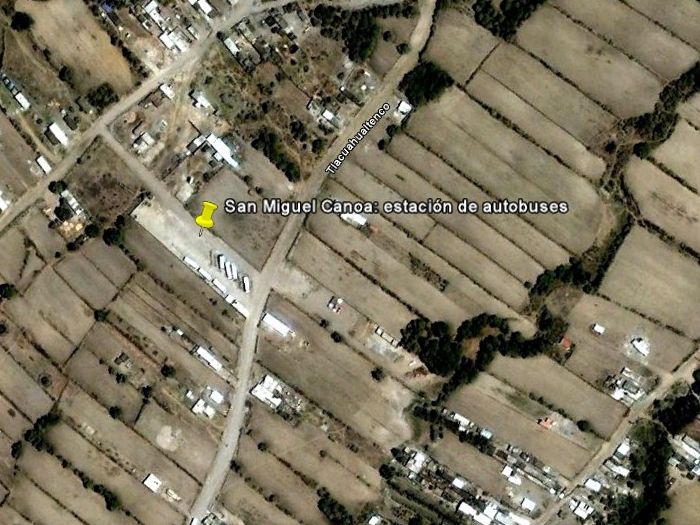 Fotografía de satélite de la estación de autobuses de San Miguel de Canoa