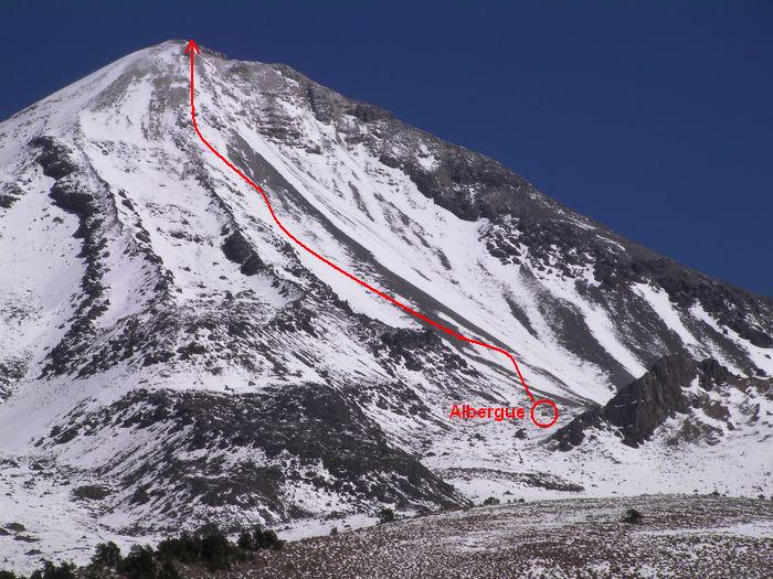 Ruta de ascenso al Pico de Orizaba desde el albergue Fausto González Gomar