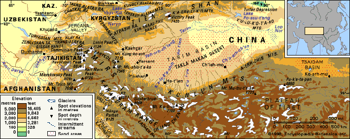 Las cordilleras del Kunlun y Pamir